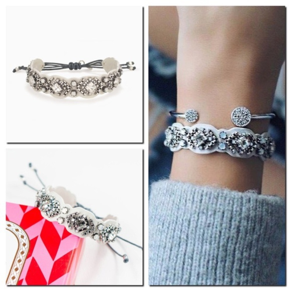 Stella & Dot Retired Chiara Embroidered Leather Bracelet